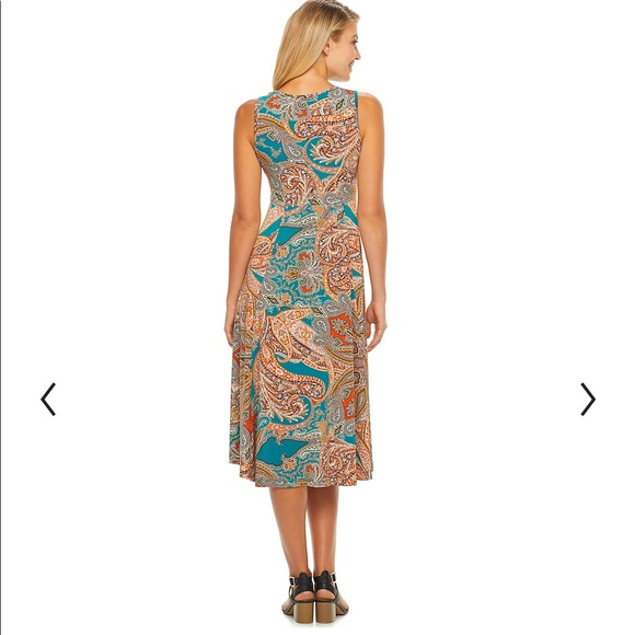 World Unity Matisse Paisley Print Embroidered Sleeveless High Low Dress - Picture 6 of 16